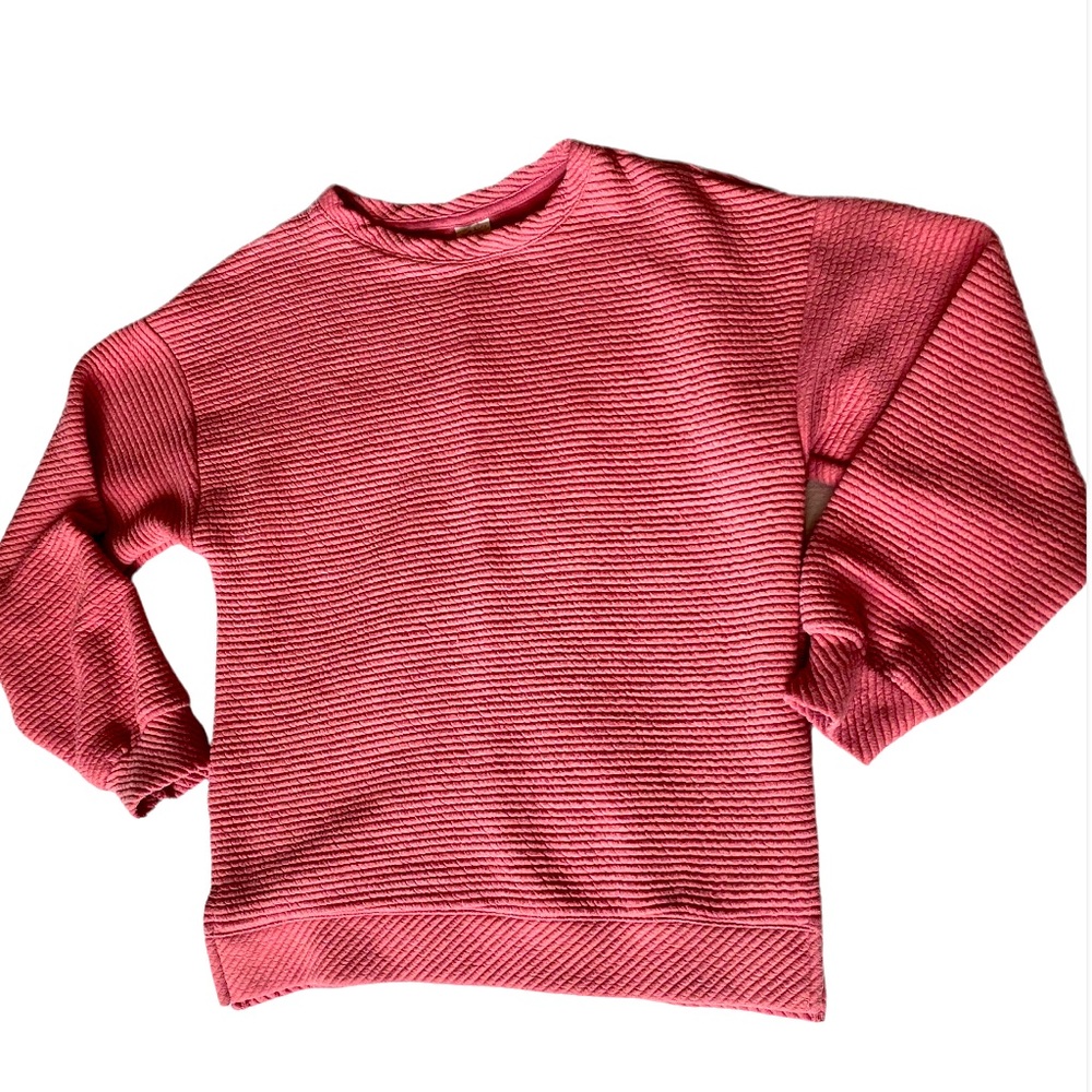 Zara textured pink sweater with puffy sleeves. Teen size 13/14. Women size XS.